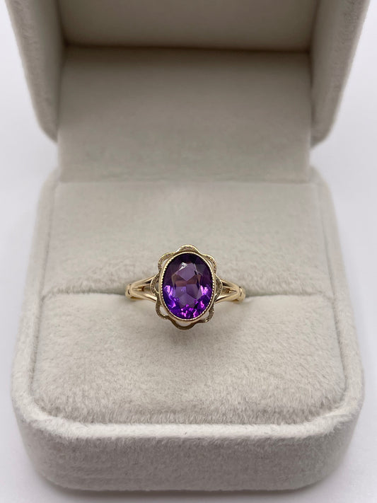 9ct gold amethyst ring
