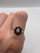 Load image into Gallery viewer, 9ct gold opal and garnet ring

