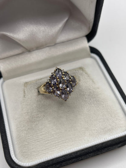 9ct gold iolite and diamond ring