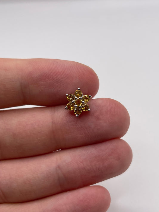 9ct white gold citrine cluster pendant