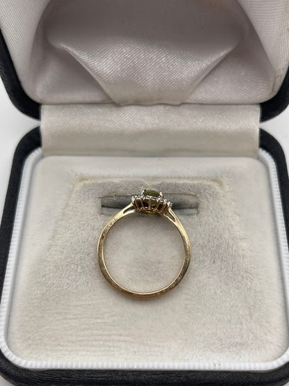 9ct gold sphene and diamond ring
