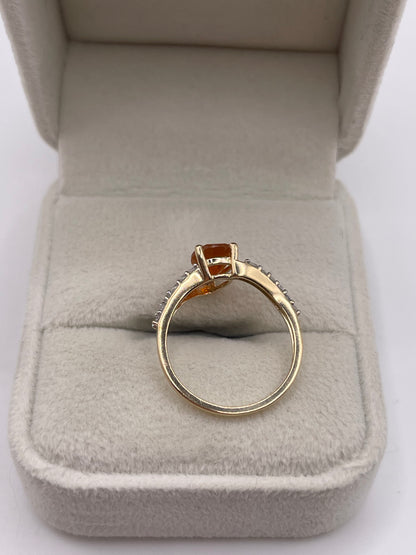 9ct gold fire opal and zircon ring