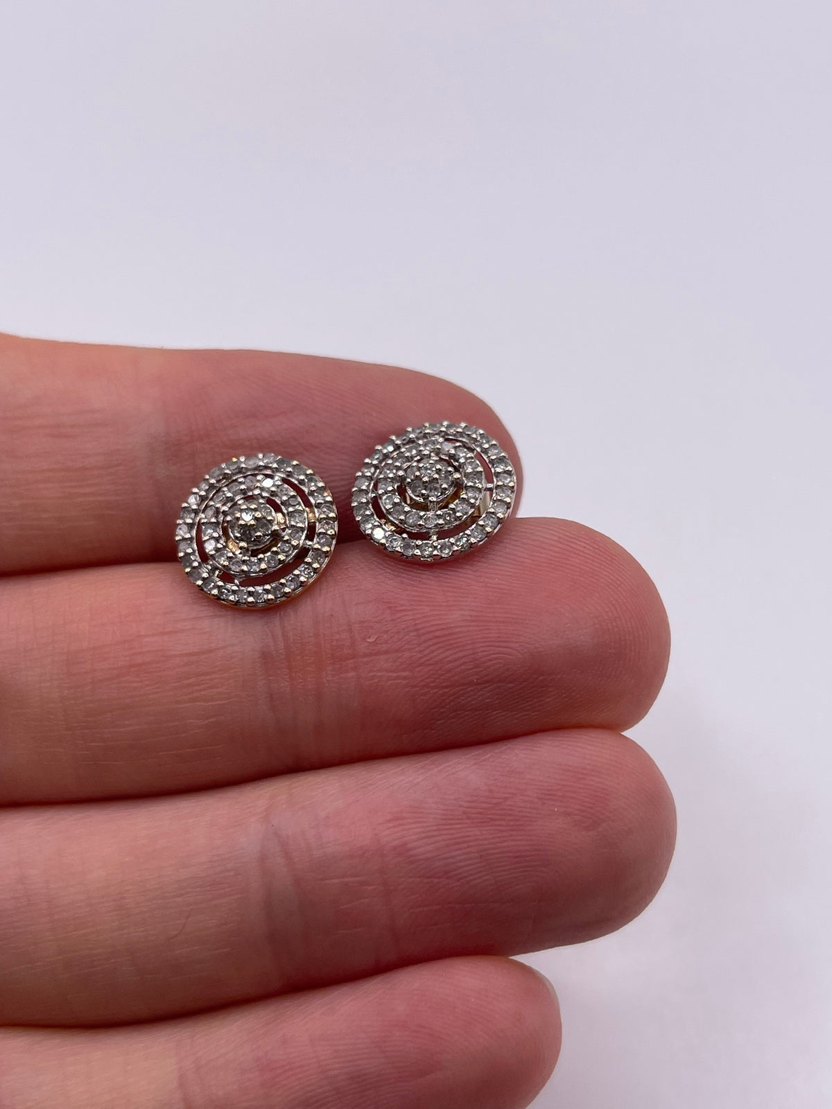 9ct gold diamond cluster earrings