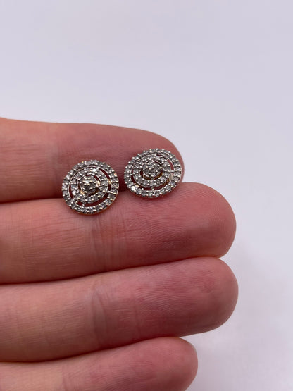 9ct gold diamond cluster earrings