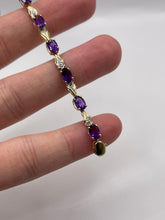 Load image into Gallery viewer, 9ct gold amethyst and diamond bracelet
