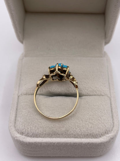 9ct gold turquoise cluster ring