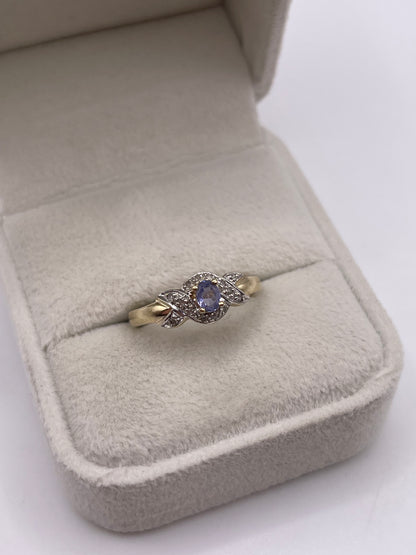 9ct gold tanzanite and diamond ring