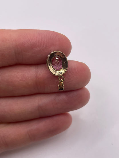9ct gold pink topaz and diamond pendant