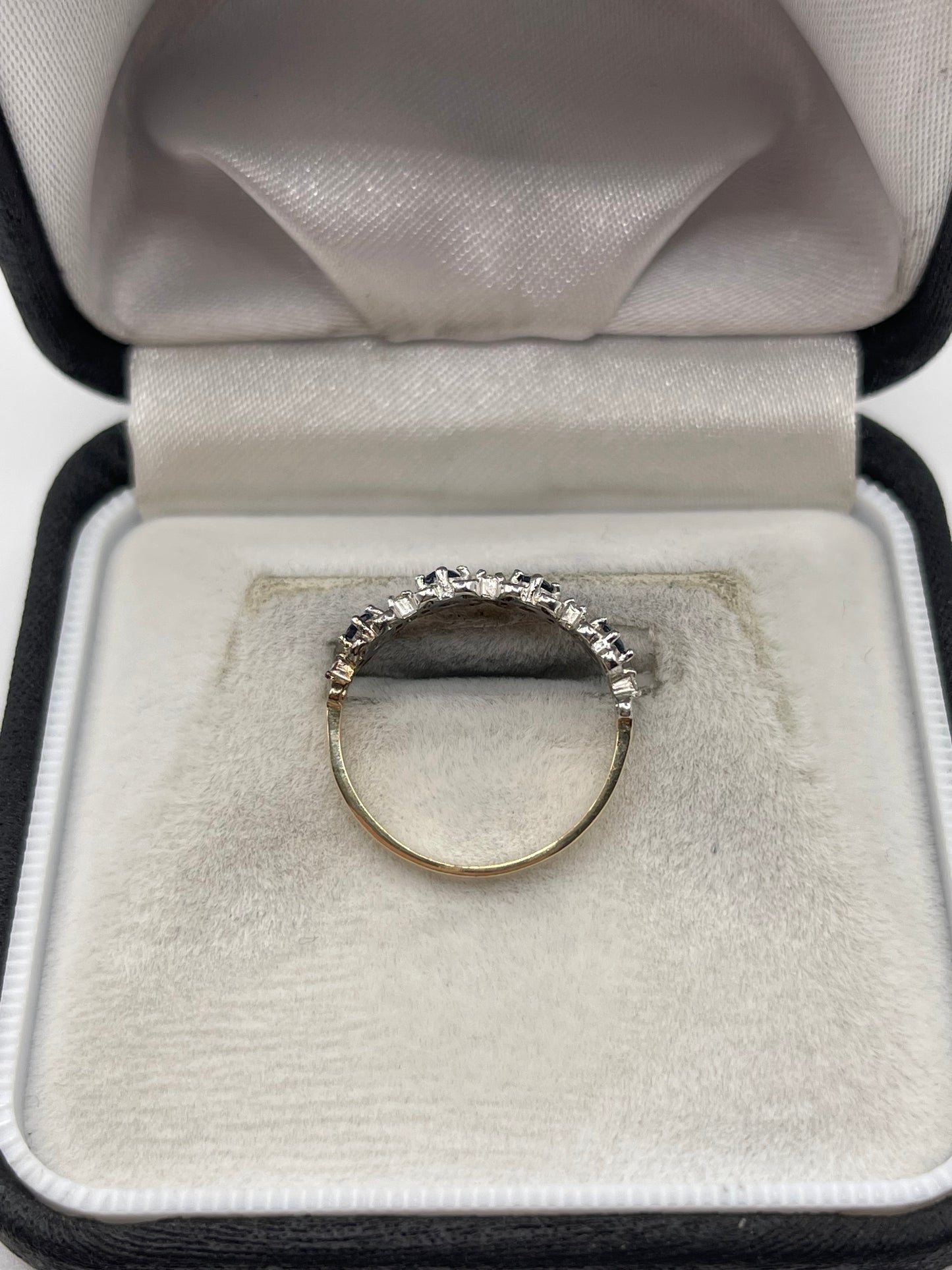 9ct two tone gold sapphire and diamond ring