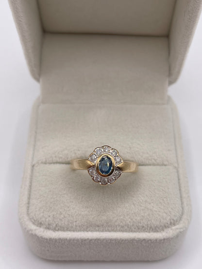 9ct gold sapphire and diamond ring