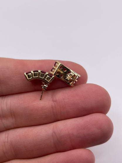 9ct gold ruby cluster earrings