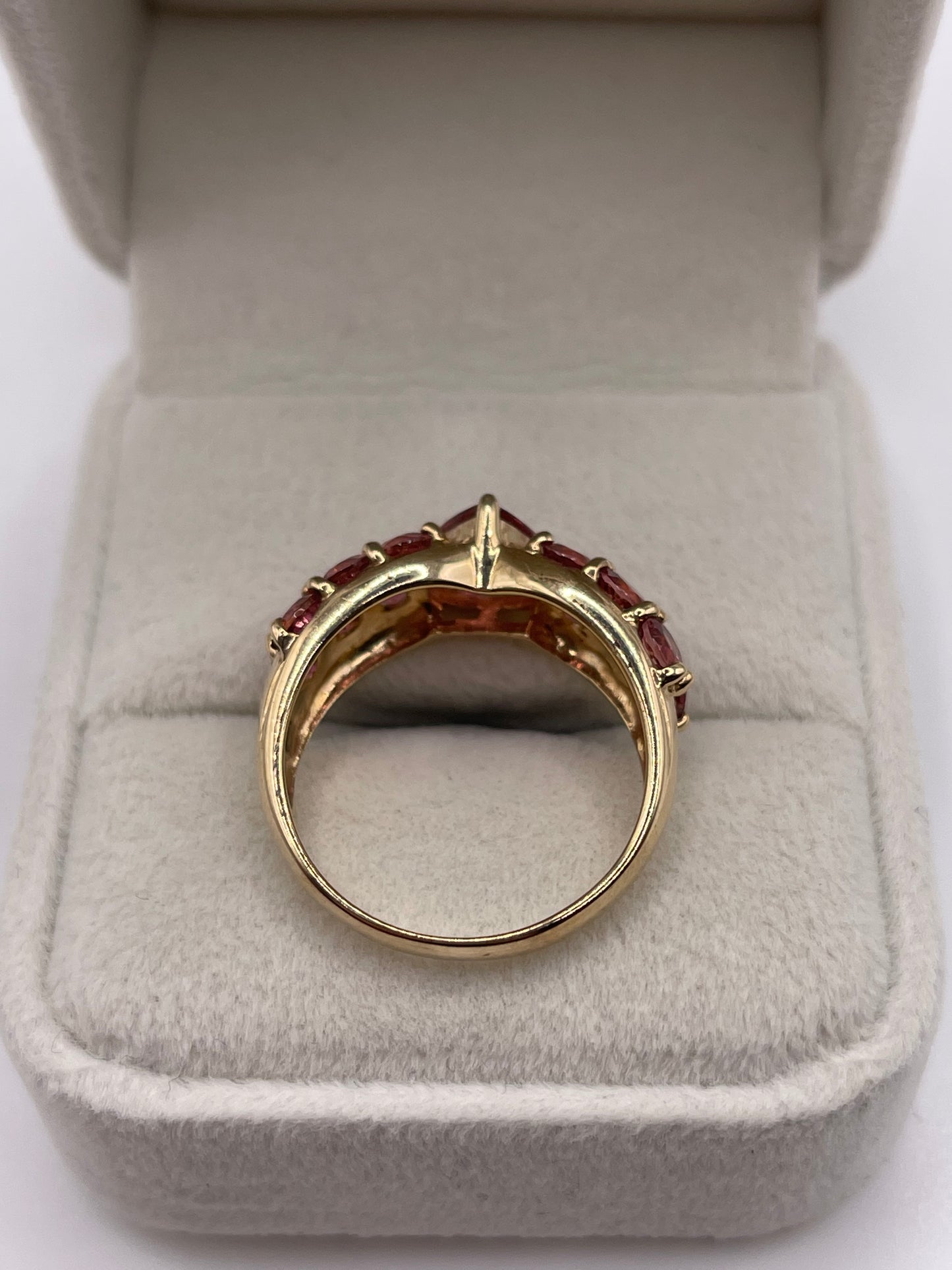 9ct gold pink topaz cluster ring