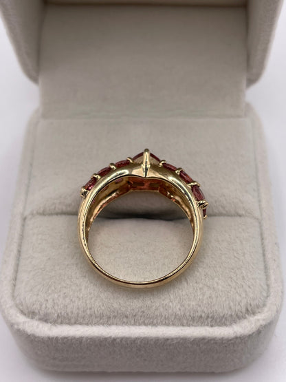 9ct gold pink topaz cluster ring