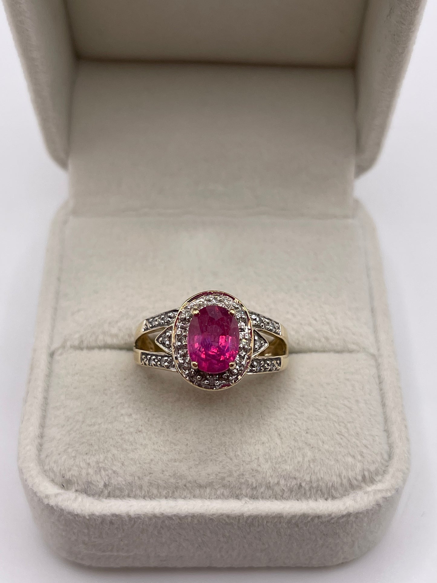 9ct gold ruby and diamond ring