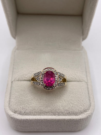 9ct gold ruby and diamond ring