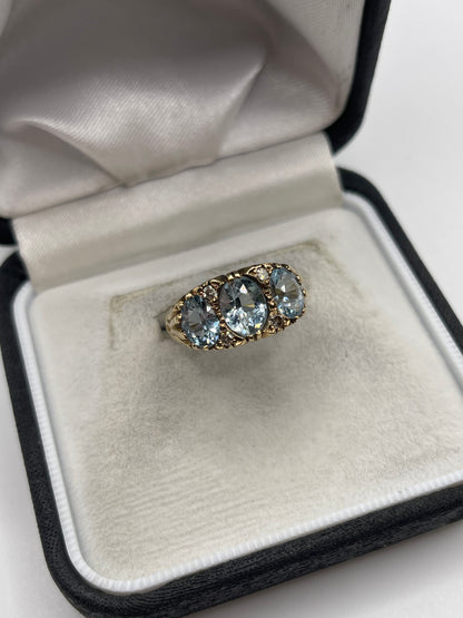 9ct gold topaz and diamond ring