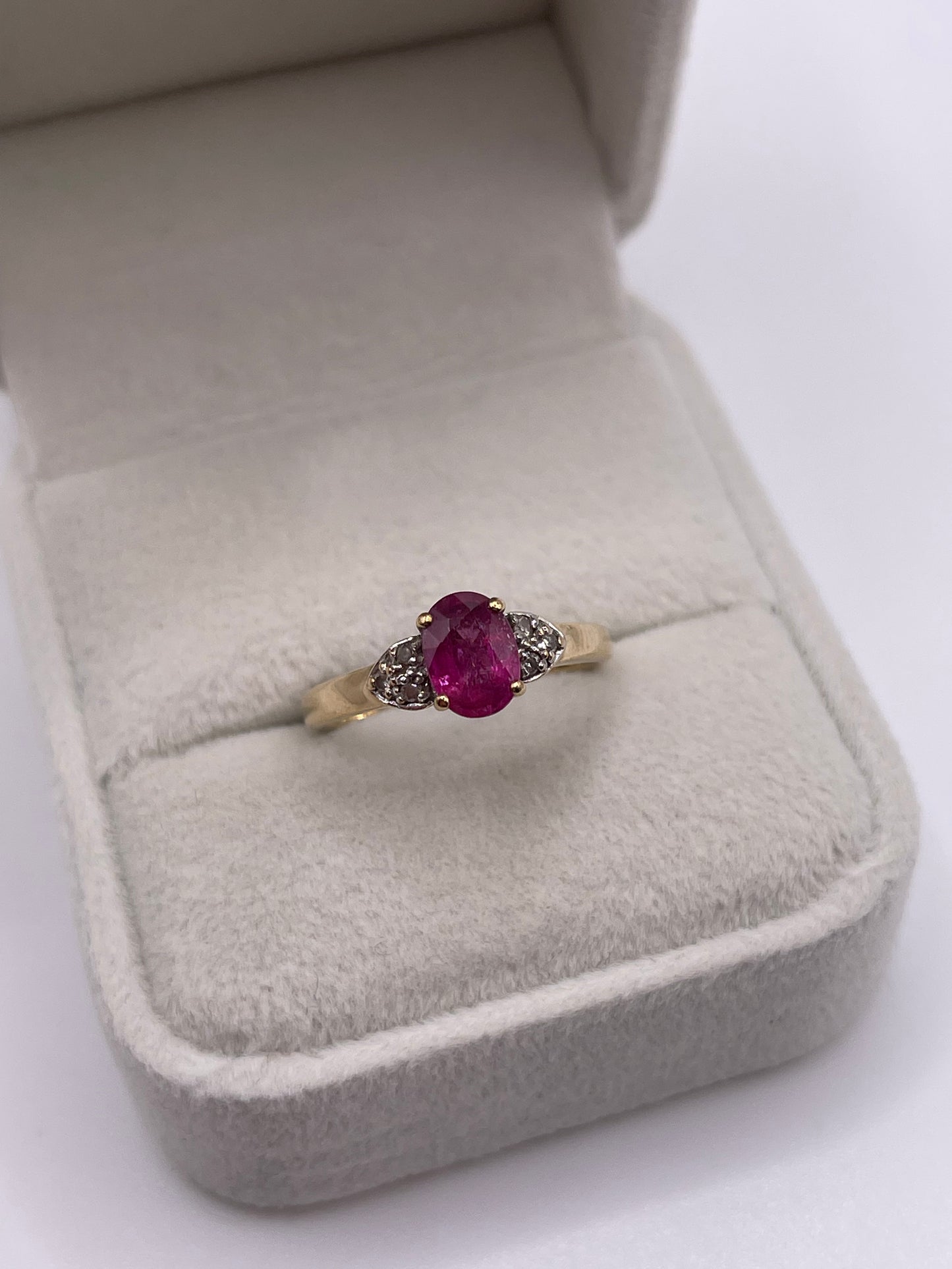 9ct gold ruby and diamond ring