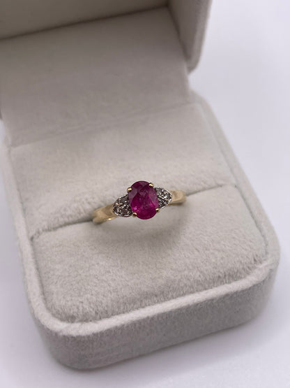 9ct gold ruby and diamond ring