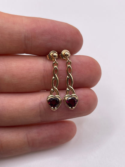 9ct gold garnet earrings
