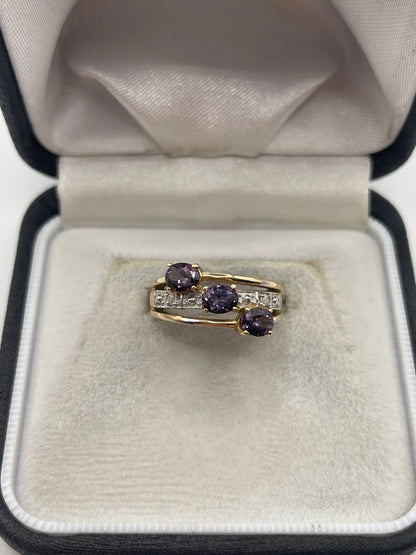 9ct gold quartz and diamond ring