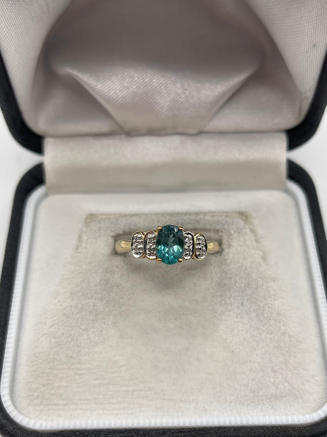 9ct gold tourmaline and diamond ring