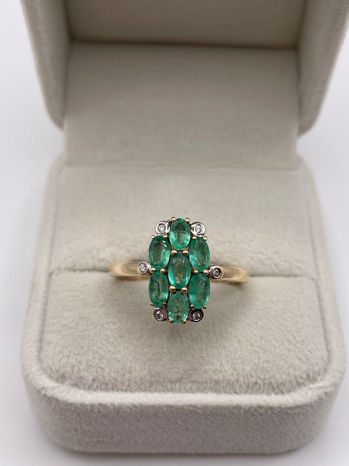 9ct gold emerald and zircon ring