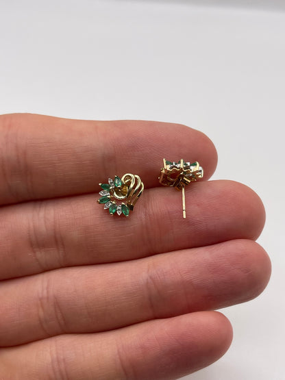 9ct gold emerald and diamond earrings