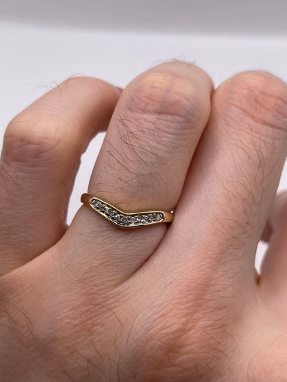 9ct gold diamond wishbone ring