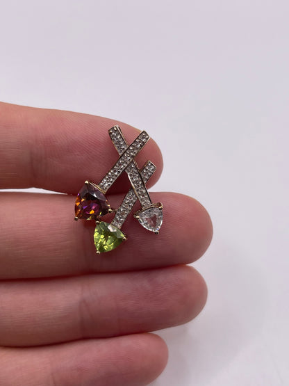 9ct gold multi gemstone pendant