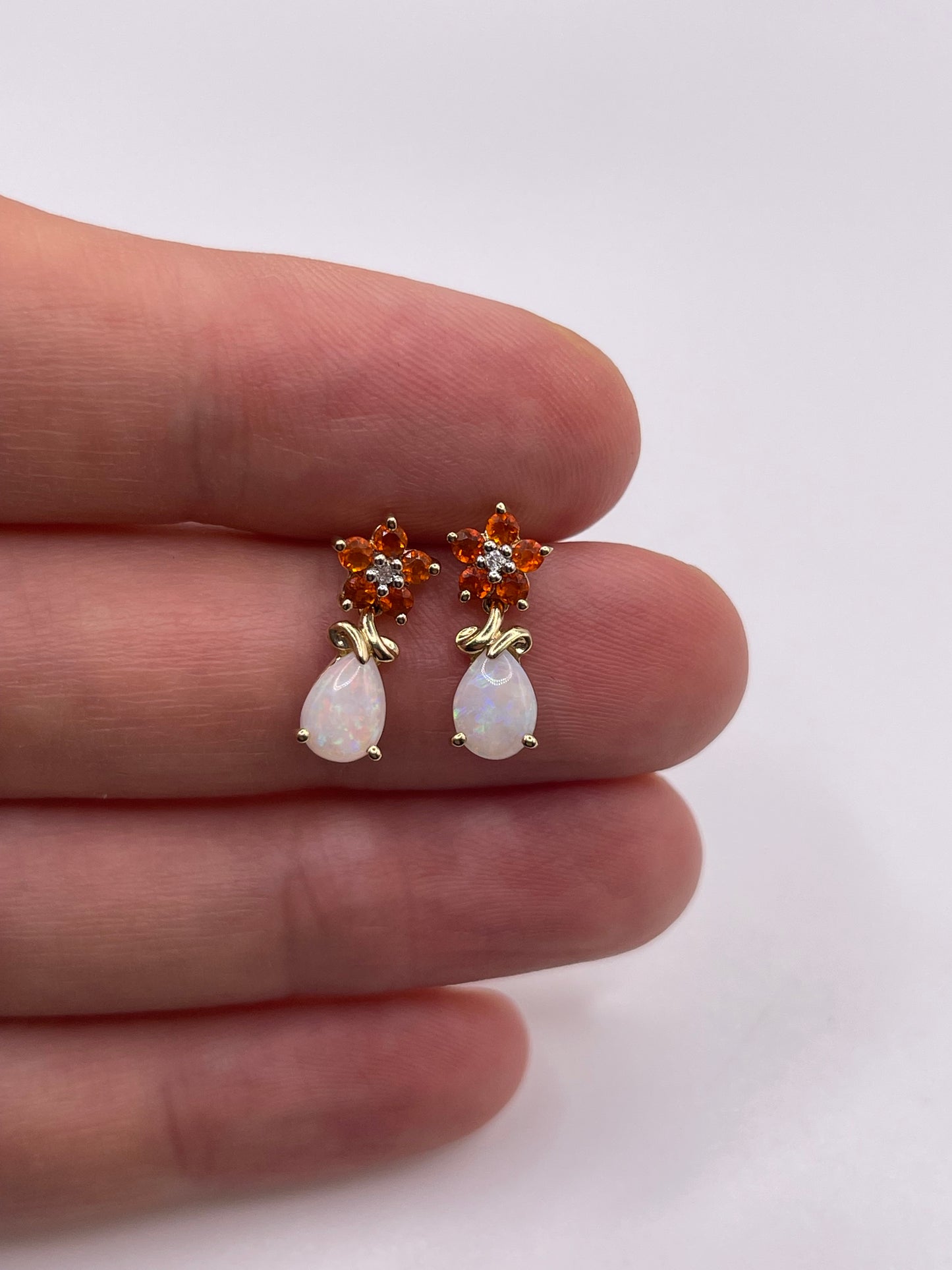 9ct gold opal and diamond earrings