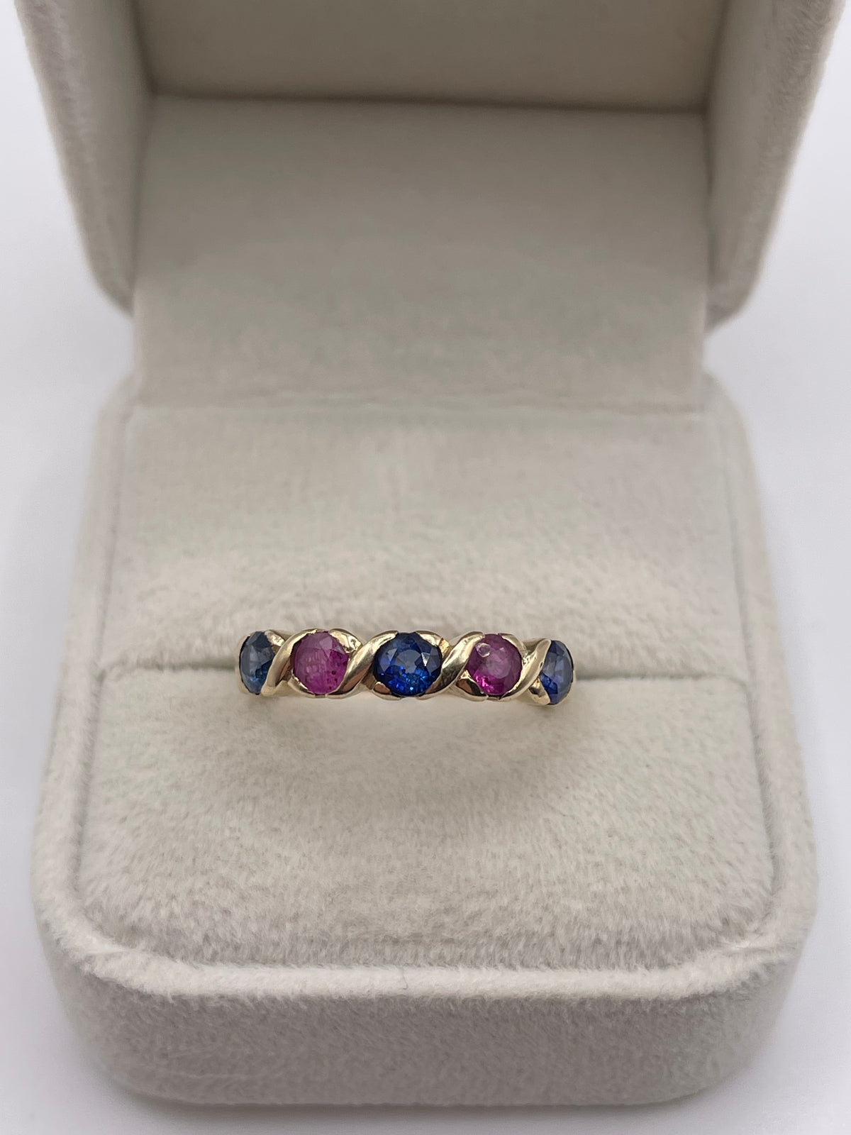 9ct gold ruby and sapphire ring
