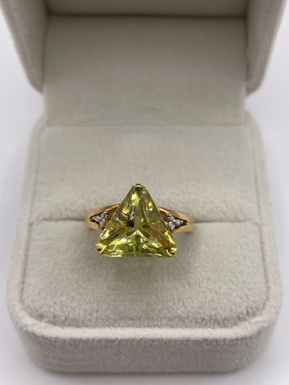 9ct gold lemon quartz and diamond ring