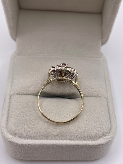 9ct gold ruby and diamond ring