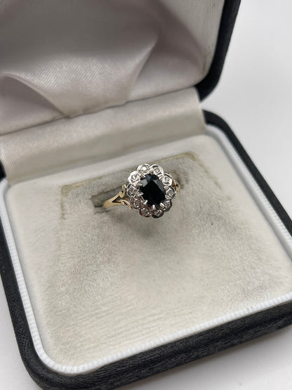 9ct gold sapphire and diamond ring