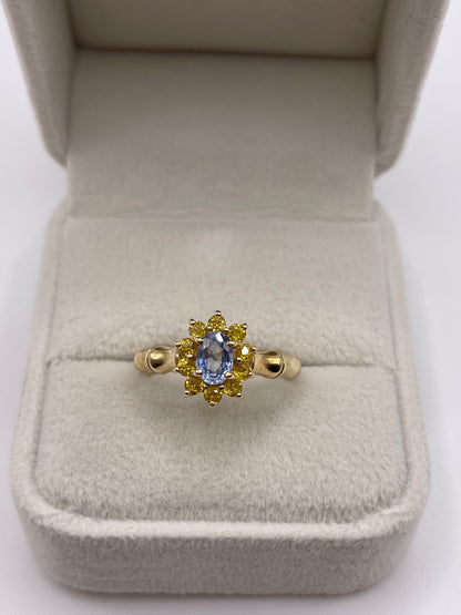 9ct gold sapphire cluster ring