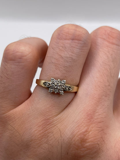 9ct gold diamond cluster ring