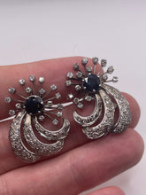 Load image into Gallery viewer, 18ct white gold sapphire and diamond earrings
