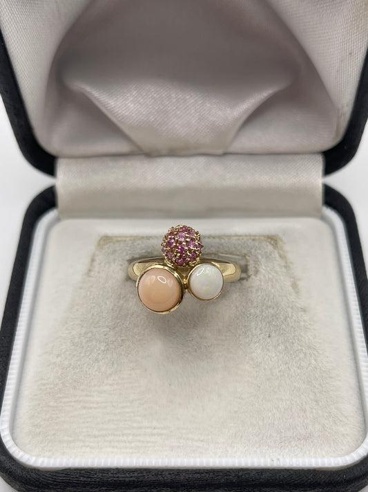 9ct gold opal and tourmaline ring