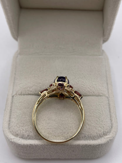 9ct gold amethyst and garnet ring
