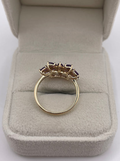 9ct gold amethyst cluster ring