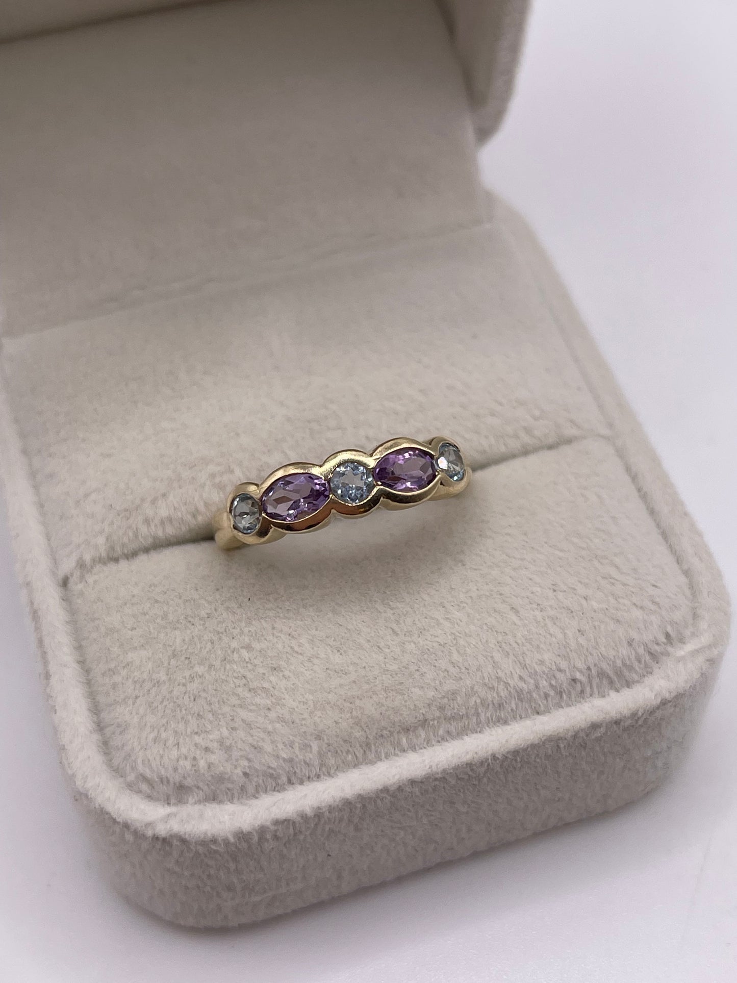 9ct gold amethyst and topaz ring