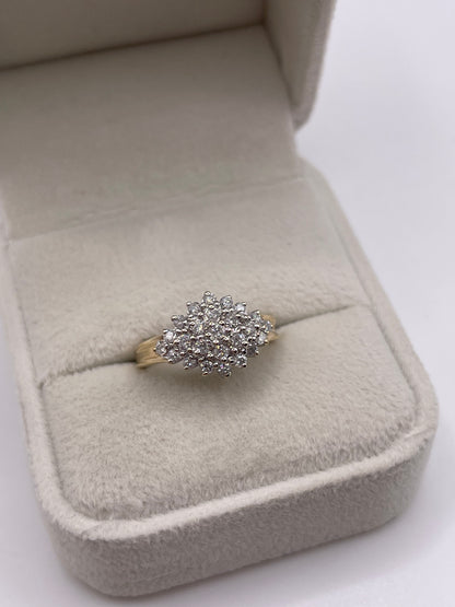 9ct gold 50 point diamond cluster ring