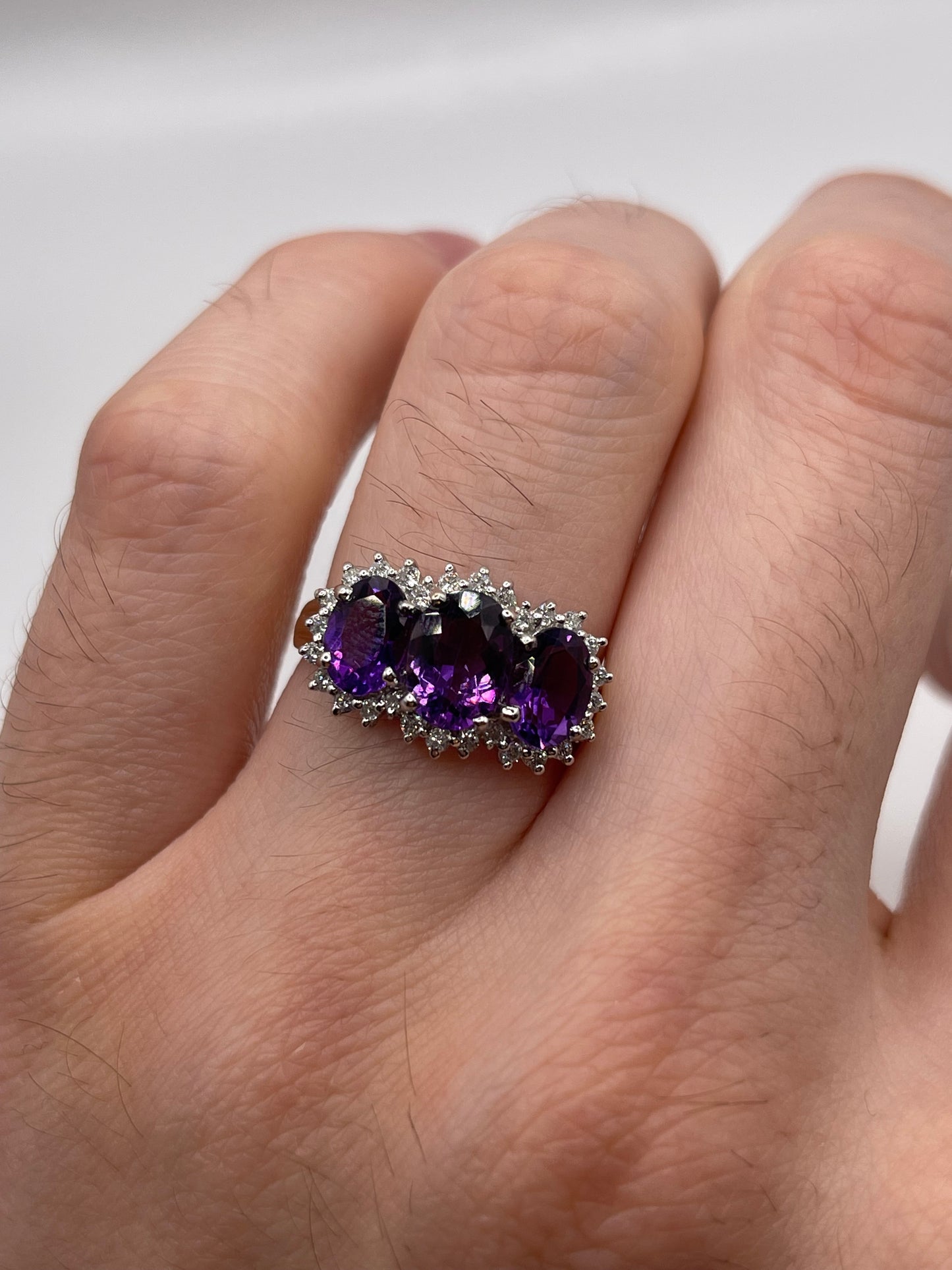 9ct gold amethyst and diamond ring