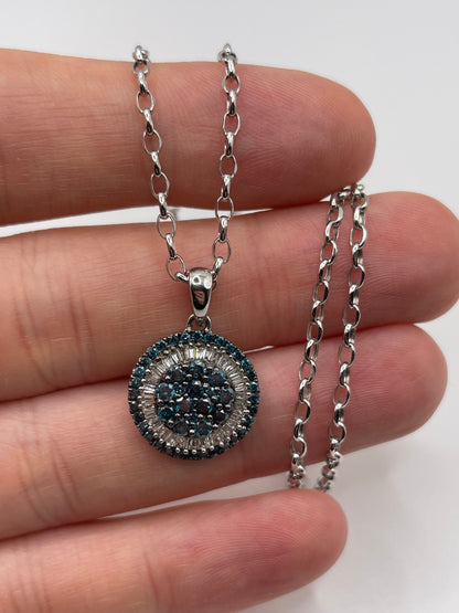 9ct white gold diamond cluster necklace