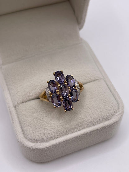 9ct gold blueberry quartz and diamond ring