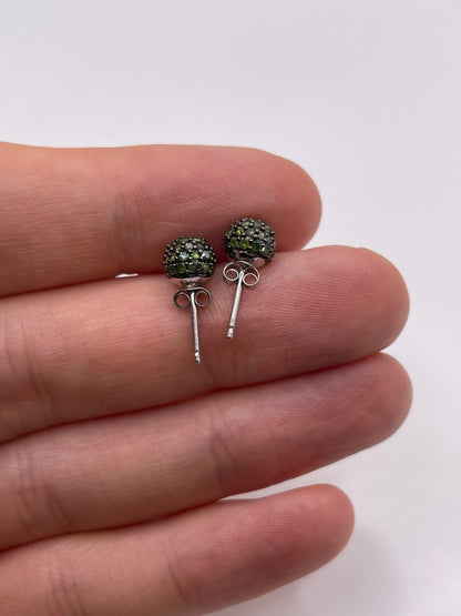 9ct white gold green diamond earrings
