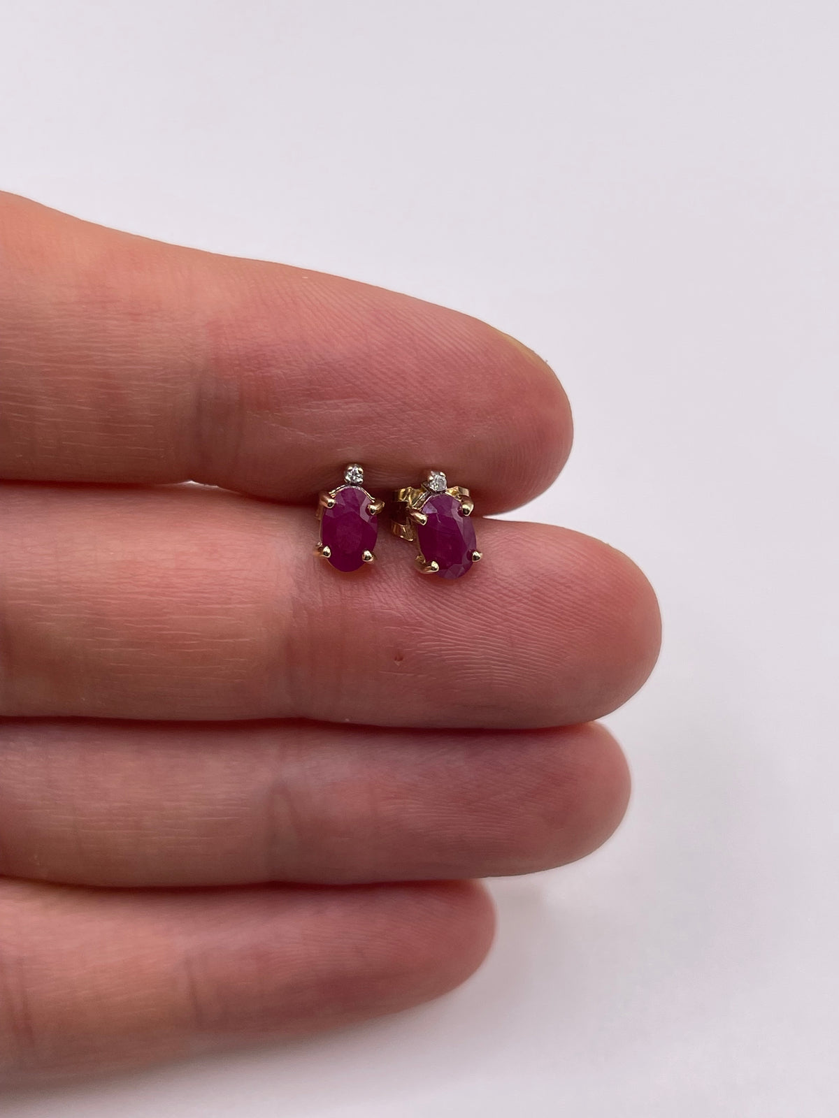 9ct gold ruby and diamond earrings