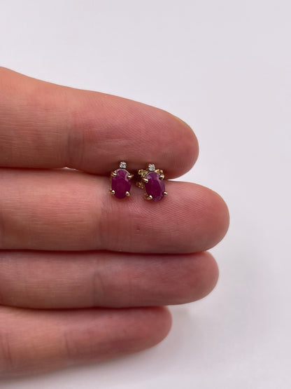 9ct gold ruby and diamond earrings