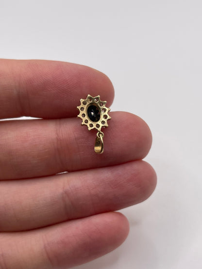 9ct gold sapphire and cz pendant