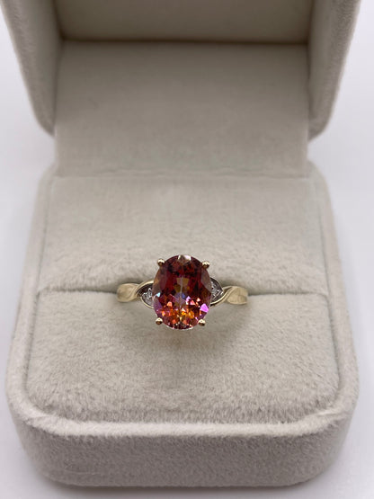 9ct gold topaz and diamond ring